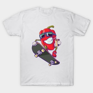 Red pepper on a skateboard. T-Shirt